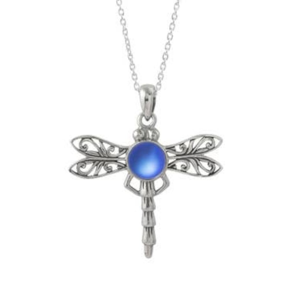 Dragonfly Pendant Sterling Silver Crystal Jewelry Necklace